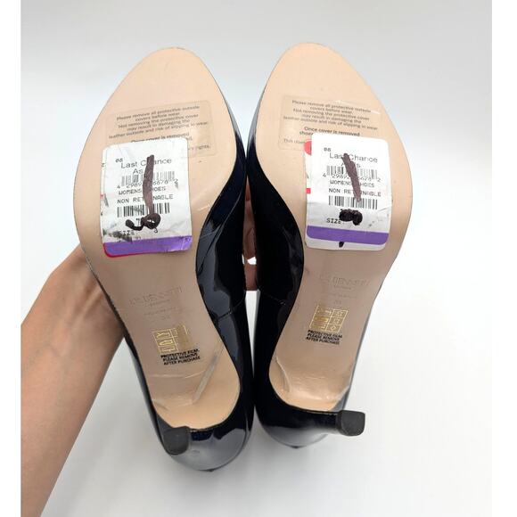 LK Bennett Stila Patent Leather Heel Courts Women's Navy Blue Size US7.5 EU38 - Picture 7 of 10